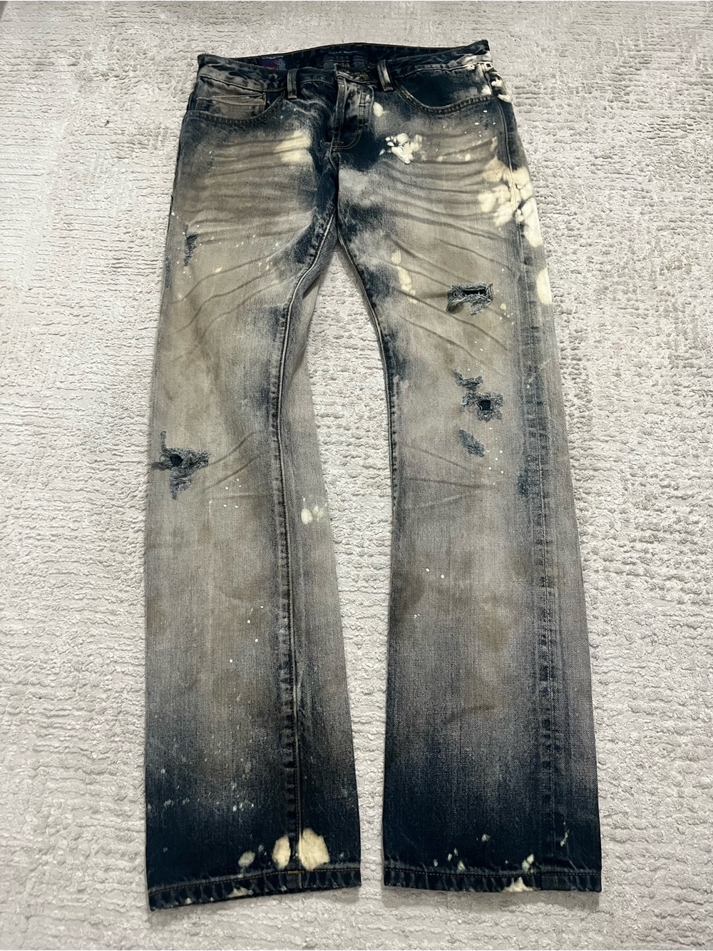 Cult Of Individuality Rebel Straight Japanese Selvedge Denim Distressed Jeans